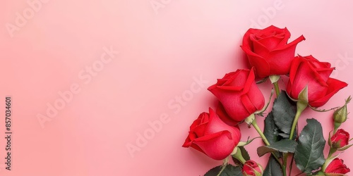Red Roses on a Pink Background
