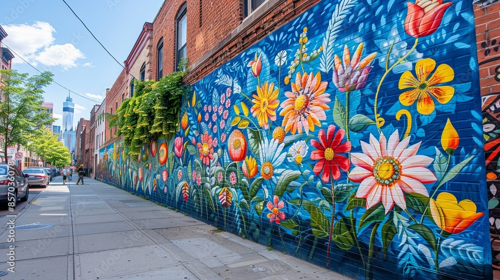 City Mural Examples A vibrant street mural, depicting scenes of local culture and history ...
