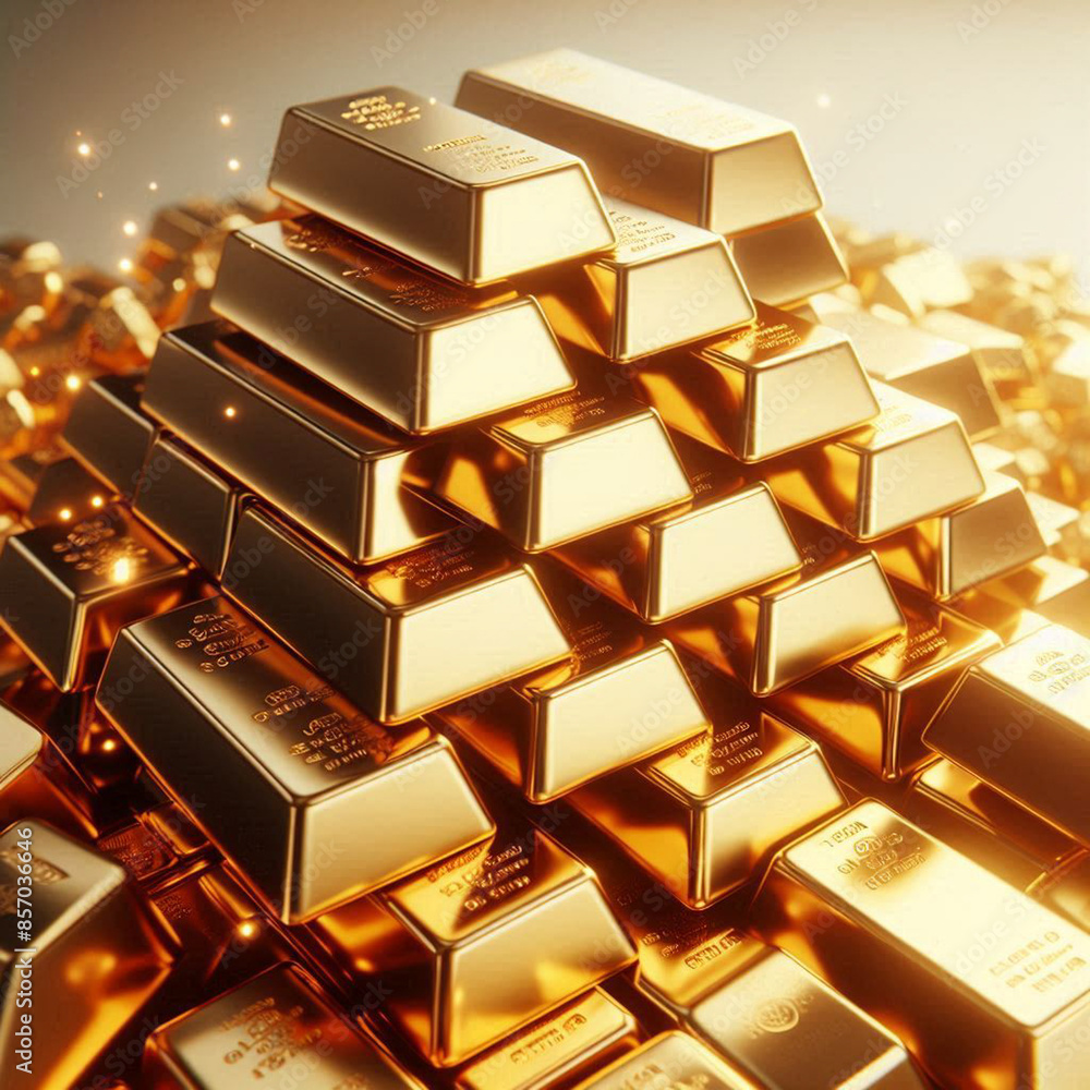 A pile of sparkling gold bars A pile of sparkling gold bars