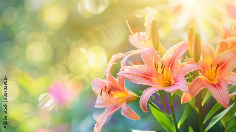 day lily flowers, spring flowers background copy space day lily flowers, spring flowers background copy space