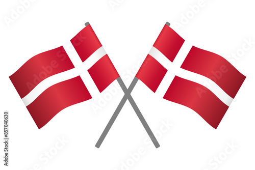 Flag of Denmark waving 3d gradient background border Frame decoration vector illustration. 