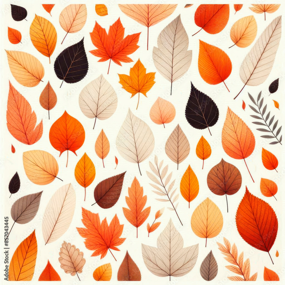 Colorful autumn natural seamless pattern with fall leaves. Fall endless background Colorful autumn natural seamless pattern with fall leaves. Fall endless background