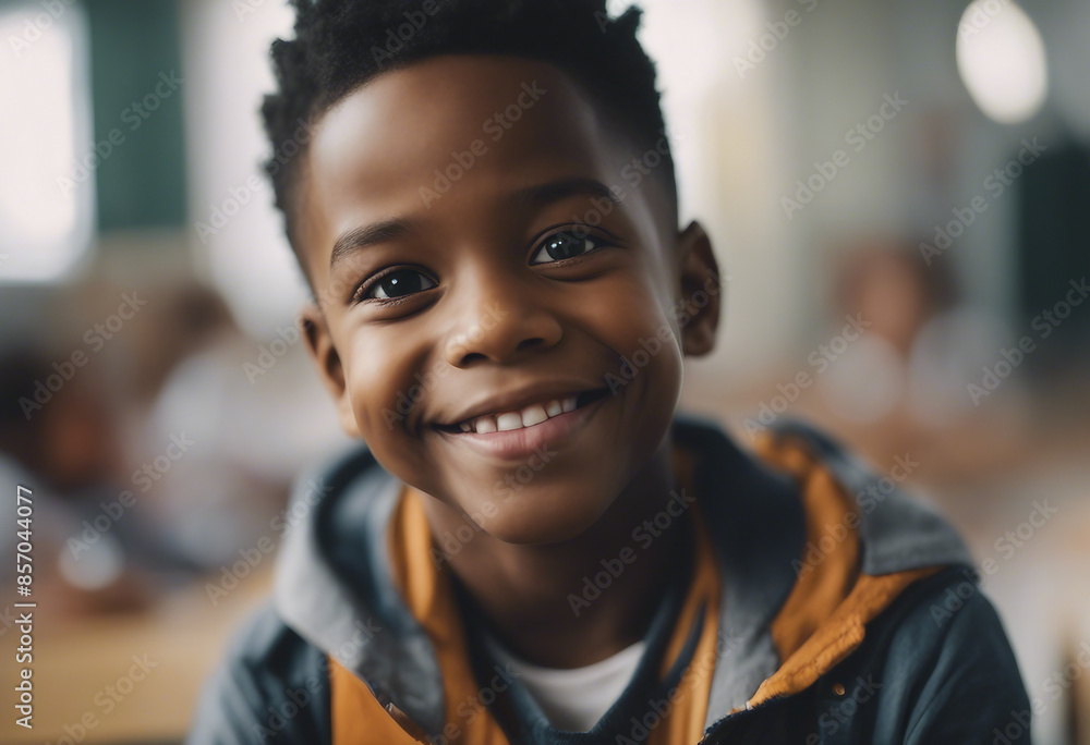 portrait of a black American boy with a friendly smile in kindergarten
portrait of a black American boy with a friendly smile in kindergarten