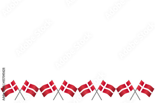Flag of Denmark waving 3d gradient background border Frame decoration vector illustration. 