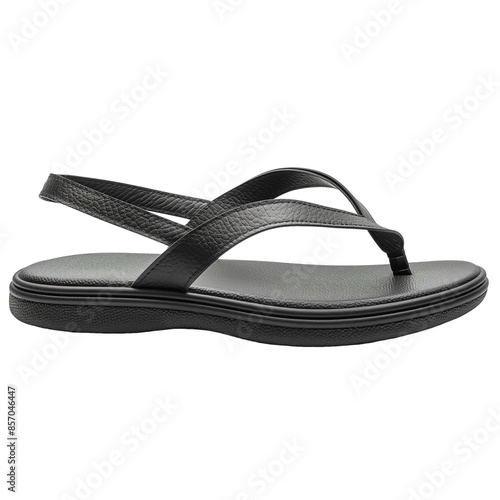 Side view of a single new thong sandal isolated on a white transparent background photo