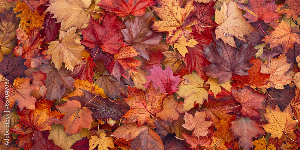 An autumn leaf background features a vibrant display of foliage in shades of red, orange, yellow, and brown An autumn leaf background features a vibrant display of foliage in shades of red, orange, yellow, and brown