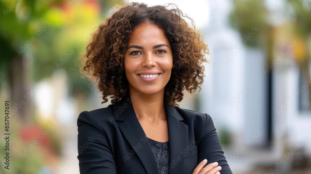 Modern Business Vision: Wealthy Woman of Color in Urban Sunset Scene Modern Business Vision: Wealthy Woman of Color in Urban Sunset Scene