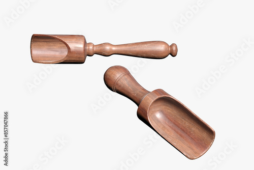 3d modeling for wooden scoop on white background, 