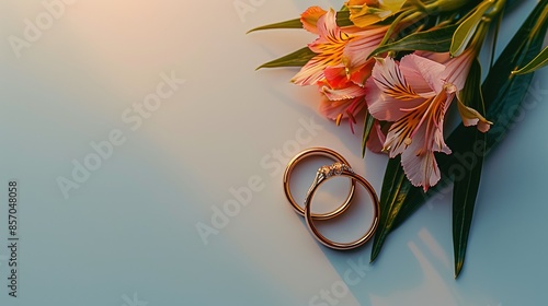 Romantic Pink Blooms with Golden Rings #857048058