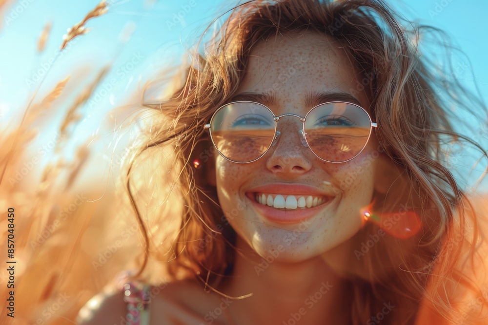 A woman with wind-swept hair is standing in a golden wheat field, basking in the warm sunlight, capturing a moment of freedom and bliss amid the open natural landscapes. A woman with wind-swept hair is standing in a golden wheat field, basking in the warm sunlight, capturing a moment of freedom and bliss amid the open natural landscapes.