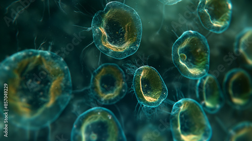 imagem de microscópio de varredura da mitose celular real, estilo de artigo de pesquisa científica photo
