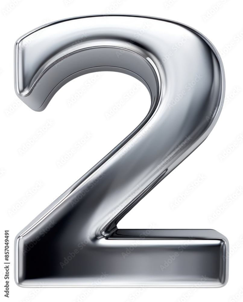 PNG 2 number letter Chrome material symbol text white background PNG 2 number letter Chrome material symbol text white background