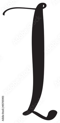 Hand drawn vector calligraphy letter capital I. Script font logo initials. Handwritten brush style flourish