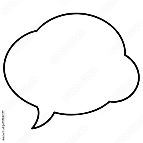Black and white drawing of a speech bubble on white background