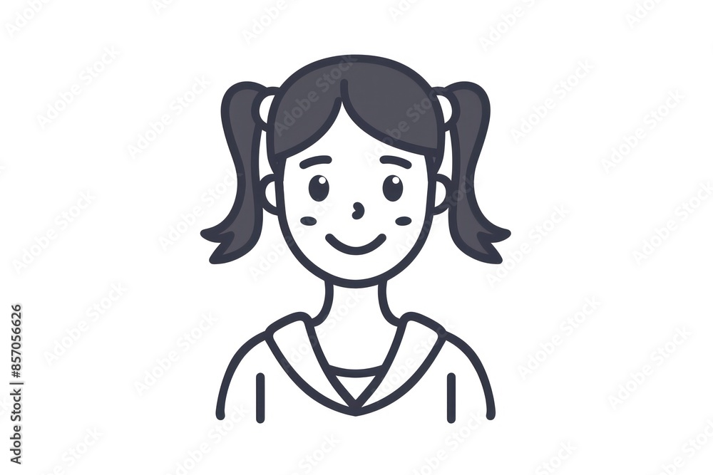 Girl avatar portrait profile icon schoolgirl or student, flat sign female. Generative AI Girl avatar portrait profile icon schoolgirl or student, flat sign female. Generative AI