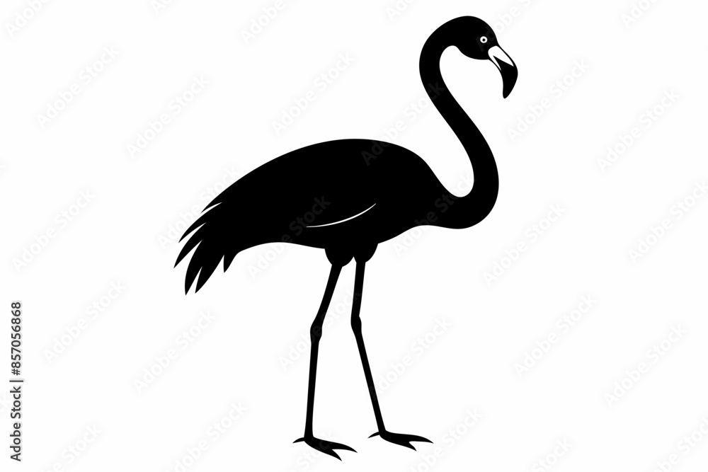 Naklejka premium flamingo vector silhouette, Vector black flamingo silhouette, Black silhouette of tropical bird flamingo