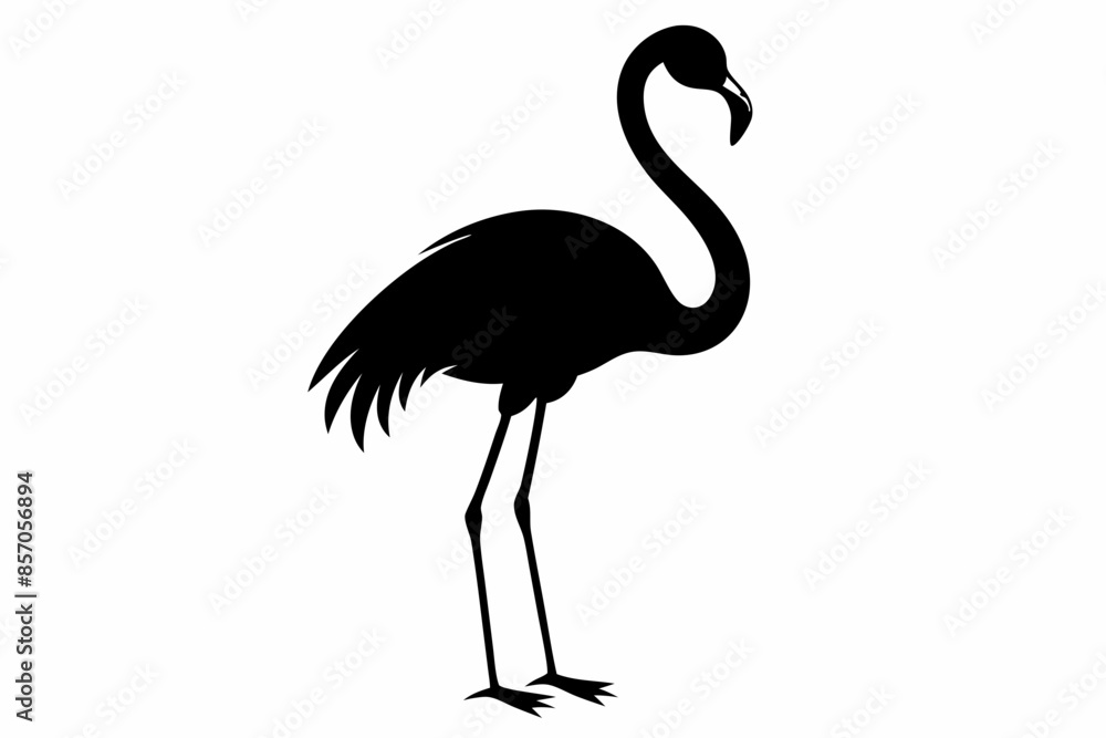 Obraz premium flamingo vector silhouette, Vector black flamingo silhouette, Black silhouette of tropical bird flamingo