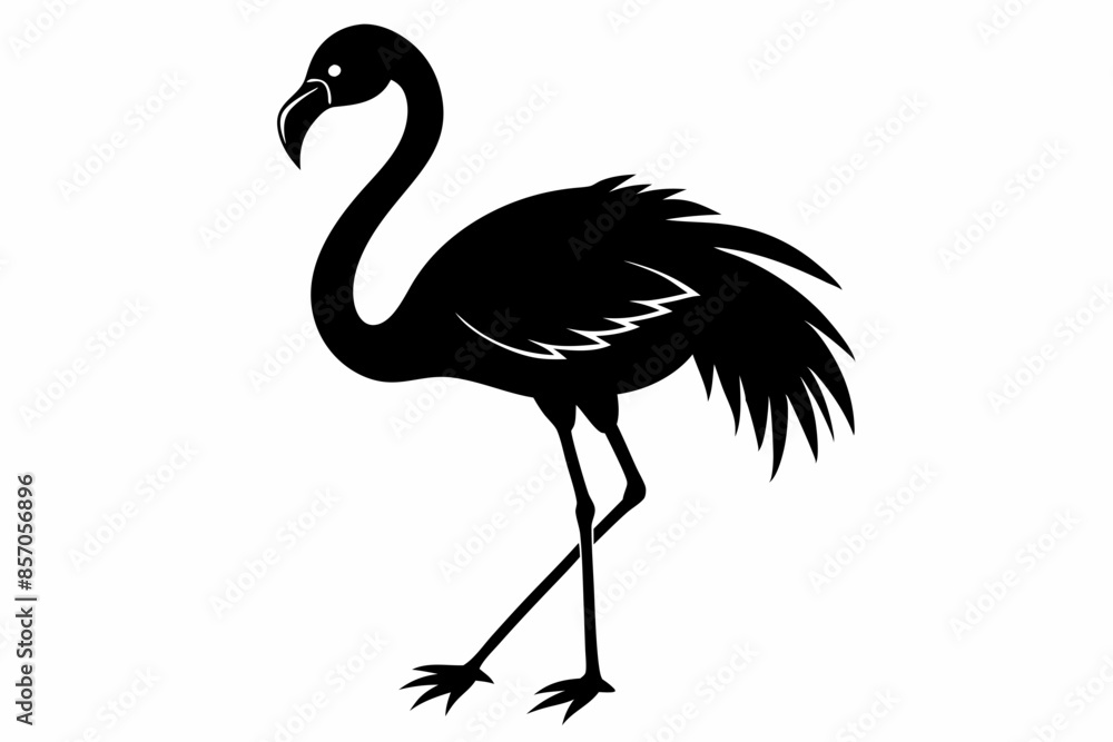 Obraz premium flamingo vector silhouette, Vector black flamingo silhouette, Black silhouette of tropical bird flamingo