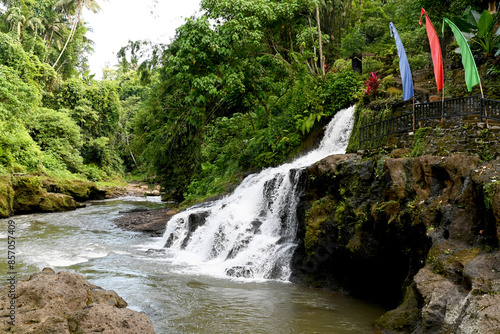 Uma Anyar Waterfall, at Kemenuh village, Gianyar Regency of Bali Indonesia, with beautiful nature landscape photo