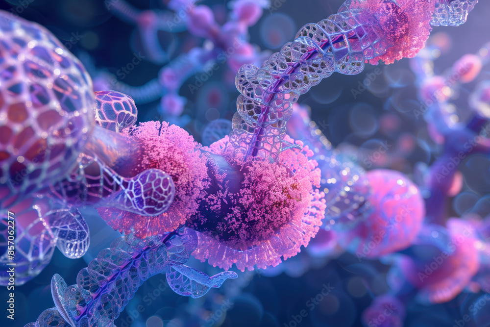 Obraz premium Detailed Illustration of Chorionic Villi with Branching Patterns for Maternal-Fetal Nutrient Exchange