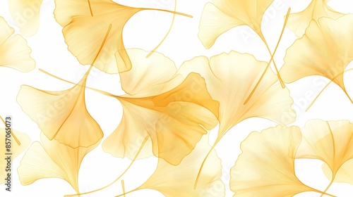 Yellow and white ginkgo leaves texture illustration poster background