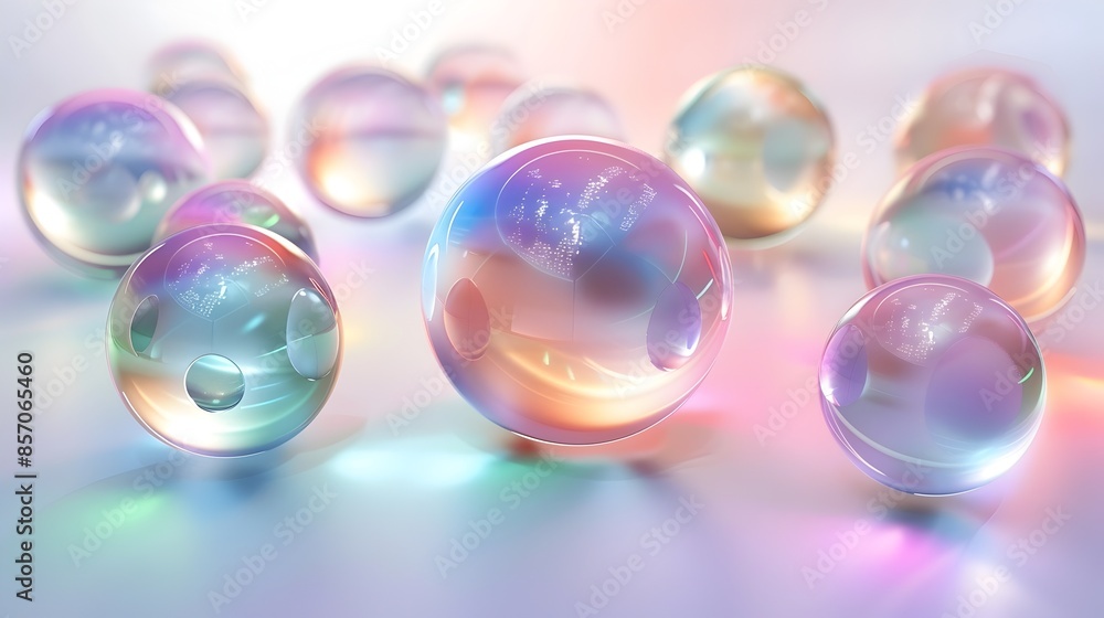Mesmerizing Iridescent Soap Bubbles Reflecting Prismatic Hues of Light Mesmerizing Iridescent Soap Bubbles Reflecting Prismatic Hues of Light