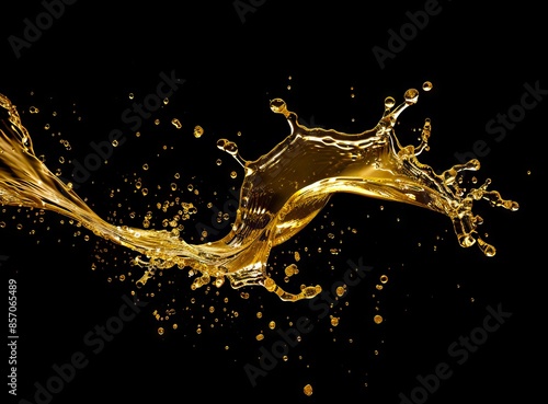 Gold liquid splash on black background.