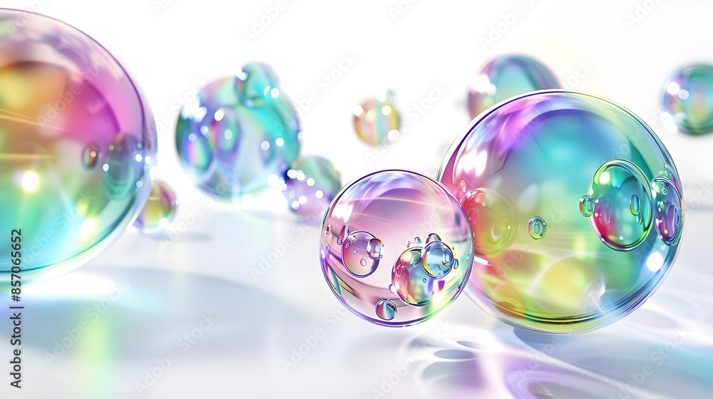 Enchanting Iridescent Bubbles Bursting with Prismatic Reflections and Vibrant Colors Enchanting Iridescent Bubbles Bursting with Prismatic Reflections and Vibrant Colors
