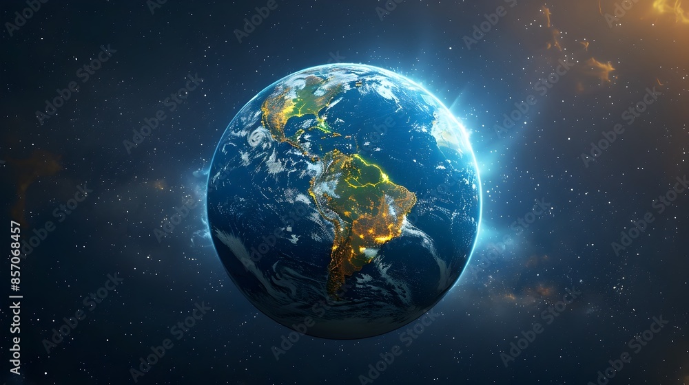 Obraz premium Vibrant Ethereal Globe Floating in the Vast Cosmic Expanse of Space