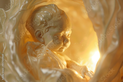 Miracle of Birth: Detailed View of Umbilical Cord Pumping Nutrients Between Mother and Baby