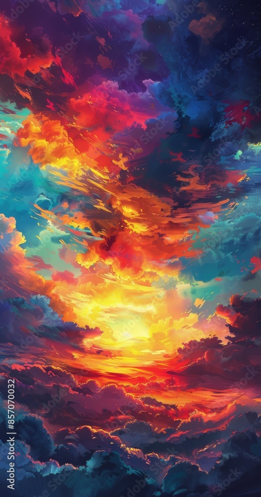 Fototapeta premium Vibrant and colorful abstract clouds in the sky at sunset