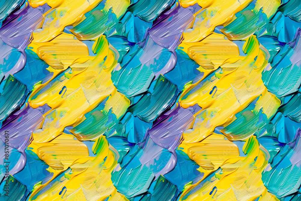 A seamless pattern of thick, colorful paint strokes creating a rich tile ornament, perfect for bold decoration and artistic modern designs A seamless pattern of thick, colorful paint strokes creating a rich tile ornament, perfect for bold decoration and artistic modern designs