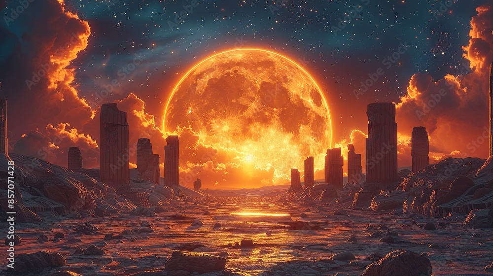A celestial coliseum where cosmic beings gather to spectate battles of epic proportions, their roars echoing through the heavens. Illustration, Minimalism, A celestial coliseum where cosmic beings gather to spectate battles of epic proportions, their roars echoing through the heavens. Illustration, Minimalism,