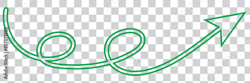 Straight green arrow - Long green arrow indication sign isolated on a transparent background - Vector illustration