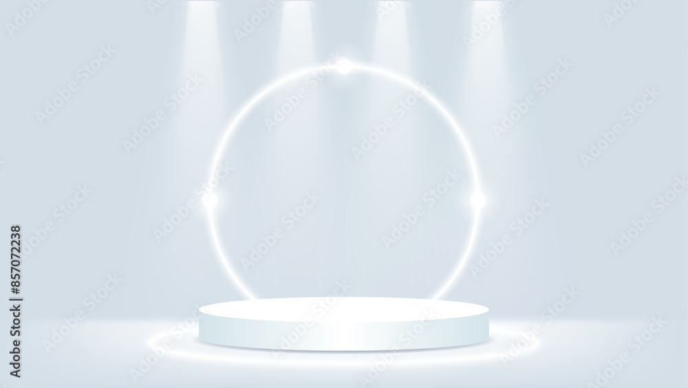 shiny white podium with light shiny white podium with light