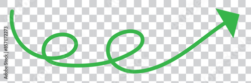 Straight green arrow - Long green arrow indication sign isolated on a transparent background - Vector illustration
