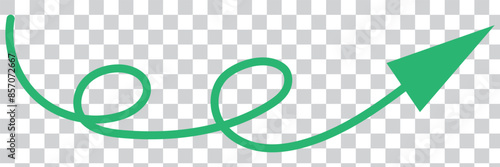 Straight green arrow - Long green arrow indication sign isolated on a transparent background - Vector illustration