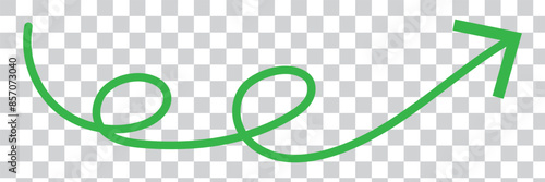 Straight green arrow - Long green arrow indication sign isolated on a transparent background - Vector illustration