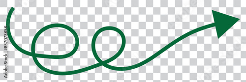 Straight green arrow - Long green arrow indication sign isolated on a transparent background - Vector illustration