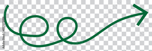 Straight green arrow - Long green arrow indication sign isolated on a transparent background - Vector illustration