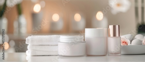 Wallpaper Mural Assorted beauty products in a tranquil spa setting, promoting natural beauty and a luxurious self-care atmosphere Torontodigital.ca