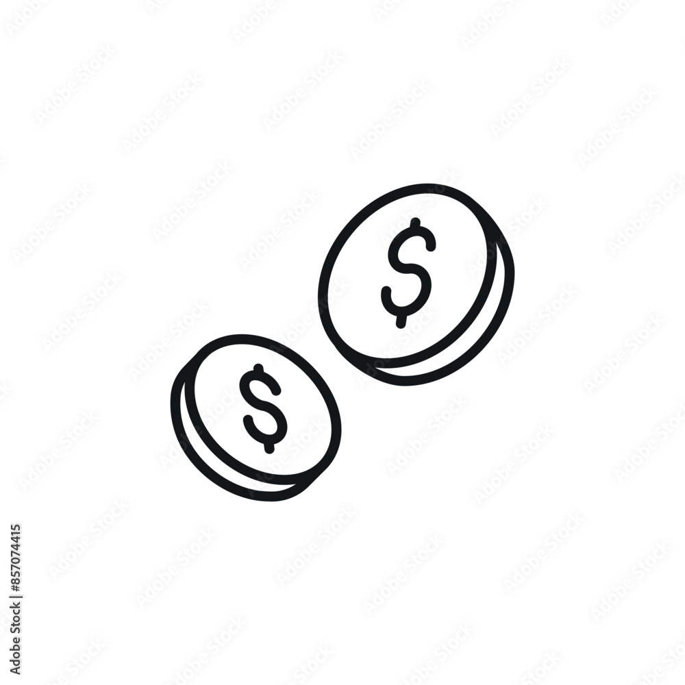 Coins. Money linear icon. Line customizable illustration. Contour symbol. Vector isolated outline drawing. Editable stroke Coins. Money linear icon. Line customizable illustration. Contour symbol. Vector isolated outline drawing. Editable stroke
