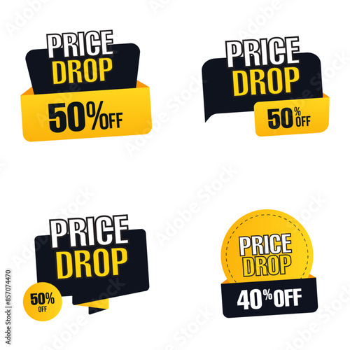 vector gradient price drop label set tag price discount label badge design sale bundle price offer buy object collection