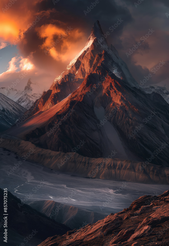 Scenic view of Mountain Gombo Rangjon in Zanskar Valley, Ladakh, India ...