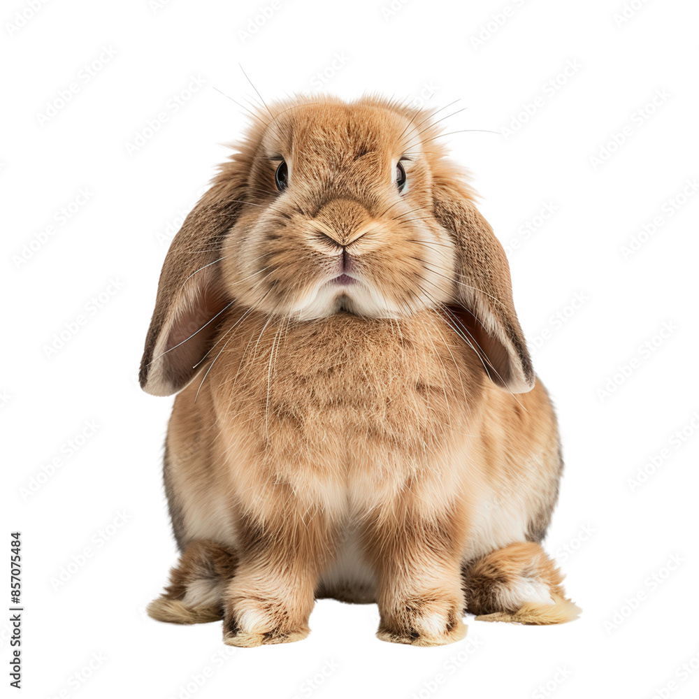 Adorable brown bunny rabbit with floppy ears sitting on a white background, showcasing its fluffy fur and cute expression. Adorable brown bunny rabbit with floppy ears sitting on a white background, showcasing its fluffy fur and cute expression.