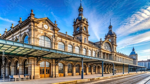 Central train station in La Coruna, Galicia, Spain , transportation, travel, architecture, building, railway, terminal, Europe, landmark photo