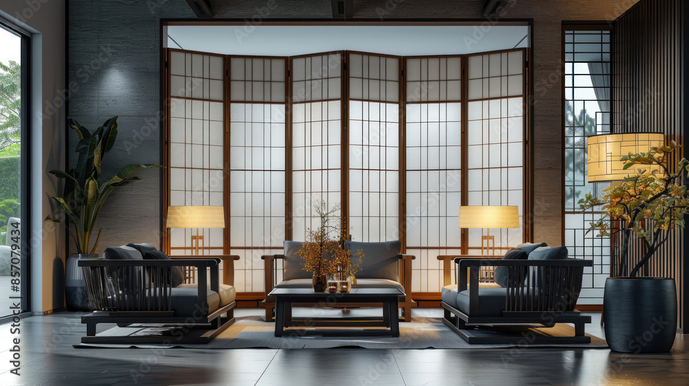 Fototapeta premium Chinese style folding partition