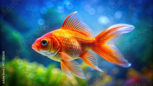 Close up of a vibrant goldfish swimming gracefully , goldfish, close up, underwater, aquatic, fish, beautiful, vibrant, swimming © wasan
