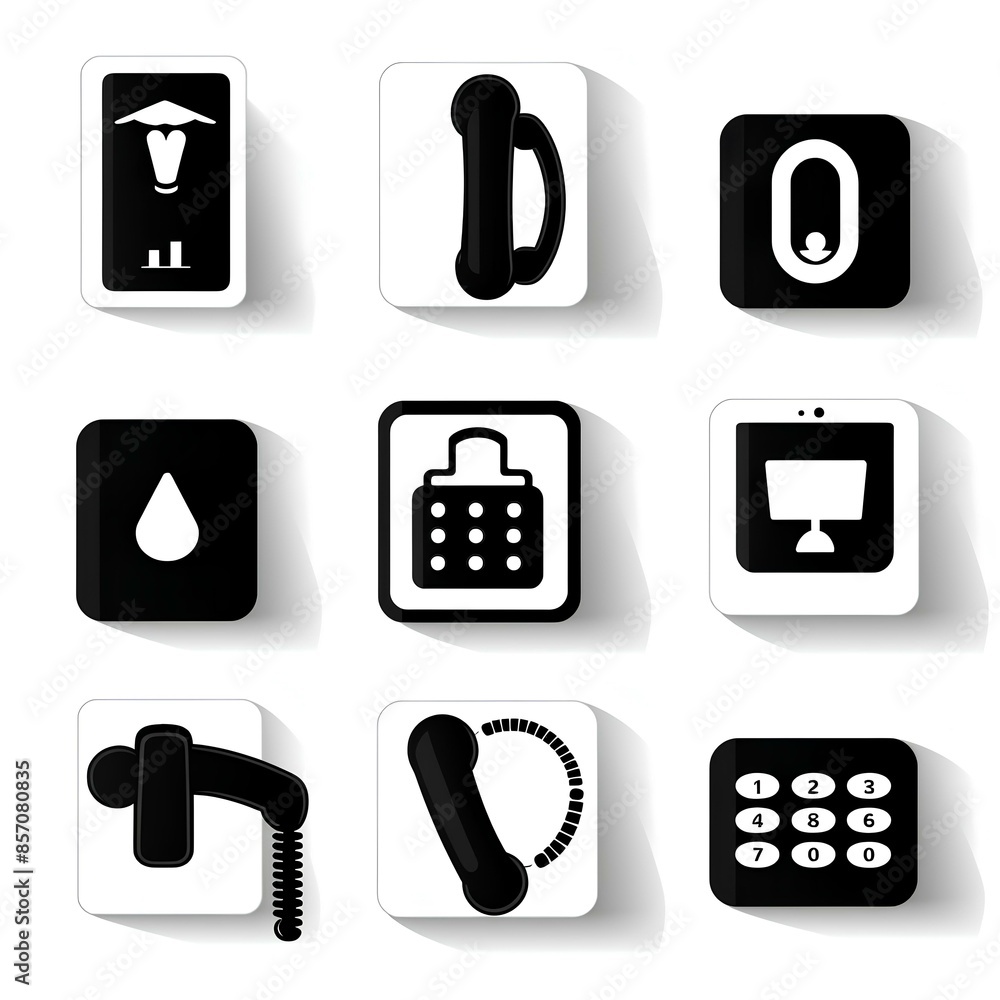 Fotografie phone icons set made by midjourney