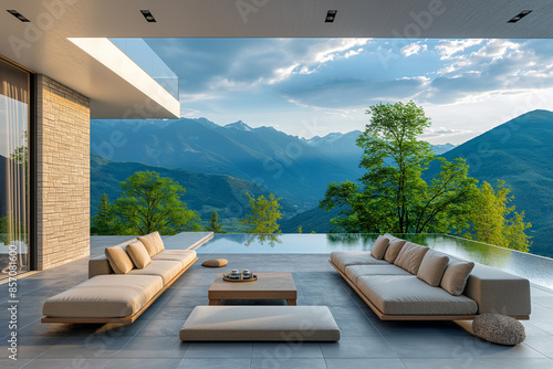 terrace with a view of the mountain decor home interior modern